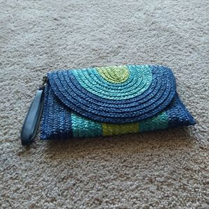 Colorful straw clutch
